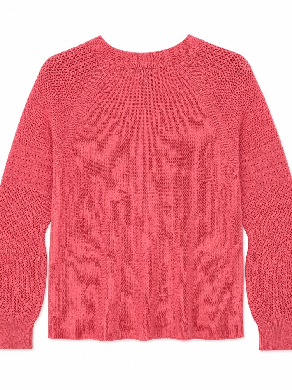 Summer Knit Coral V-Neck Sweater - S - Picture 4 of 5